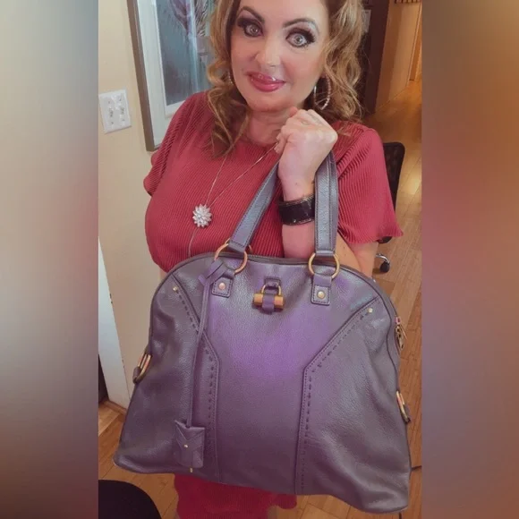 Authenticated YSL Muse bag Elegant Gray Leather Women's Bag - Picture 4 of 16